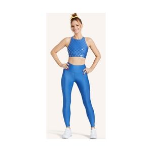 Peloton Show Up High Rise Pocket Leggings Blue Large
